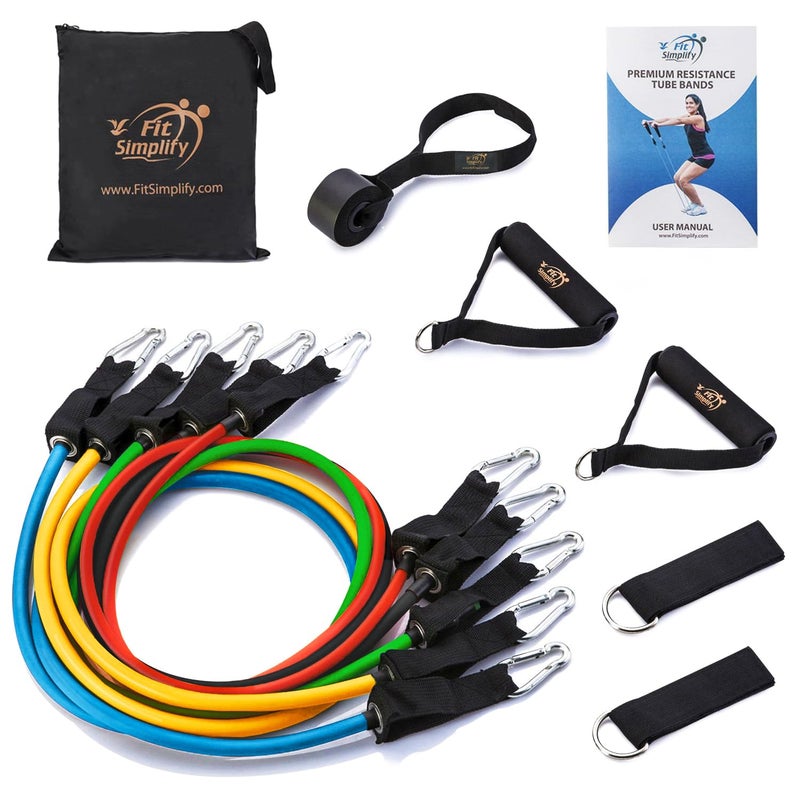 Fit Simplify Resistance Tube Bands 12 Piece Set with Instruction Booklet - Image 1